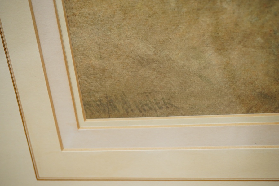 William Tatton Winter RBA (1855-1928), Riverscape with flock of sheep, signed, watercolour, 56 x 73cm